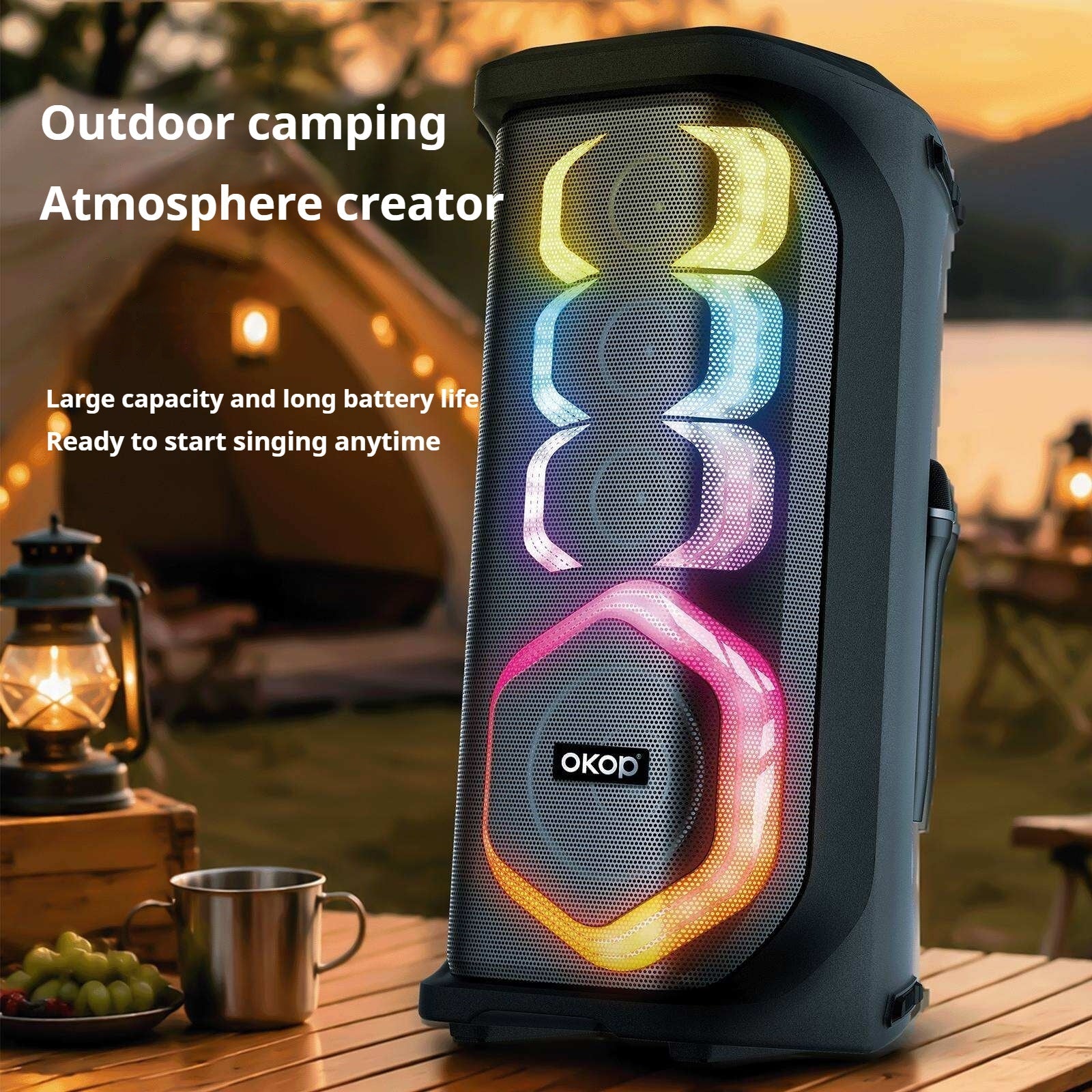 KP-8014 Hot-selling 80W High-power Outdoor Bluetooth Speaker With Dual Microphones Featuring Heavy Bass And Long Battery Life In Stock