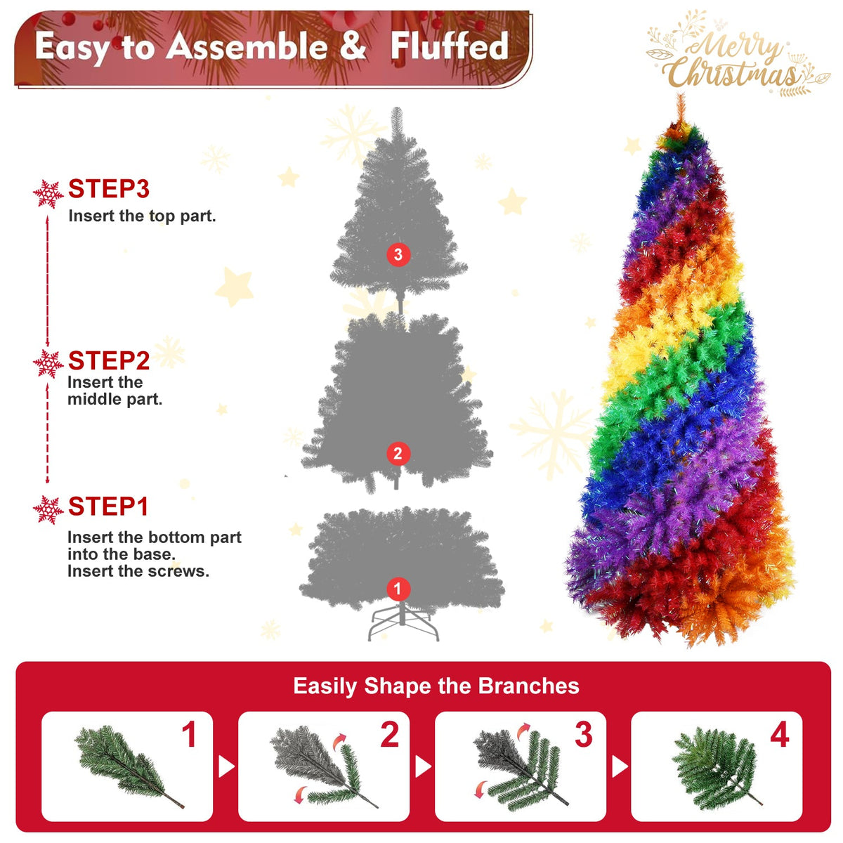 9ft Rainbow Spiral Christmas Tree