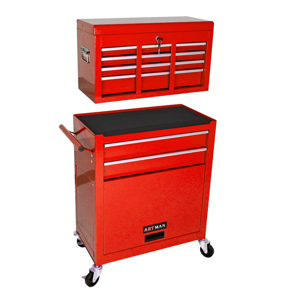 High Capacity Rolling Tool Chest with Wheels and Drawers, 8-Drawer Tool Storage Cabinet - Red