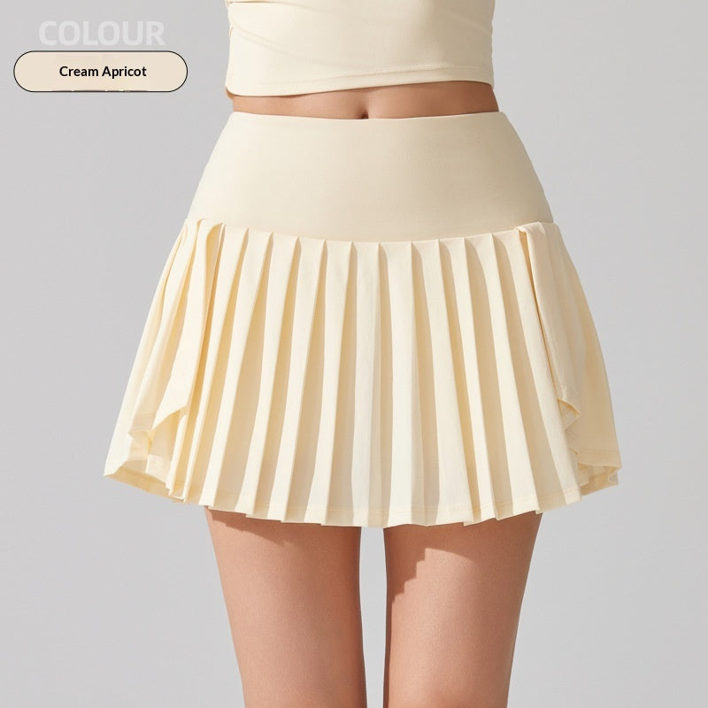 New Pleated Sports Skirt High Waist Lined Pocket Anti-running Badminton Skirt Built-in Yoga Running Tennis Skirt