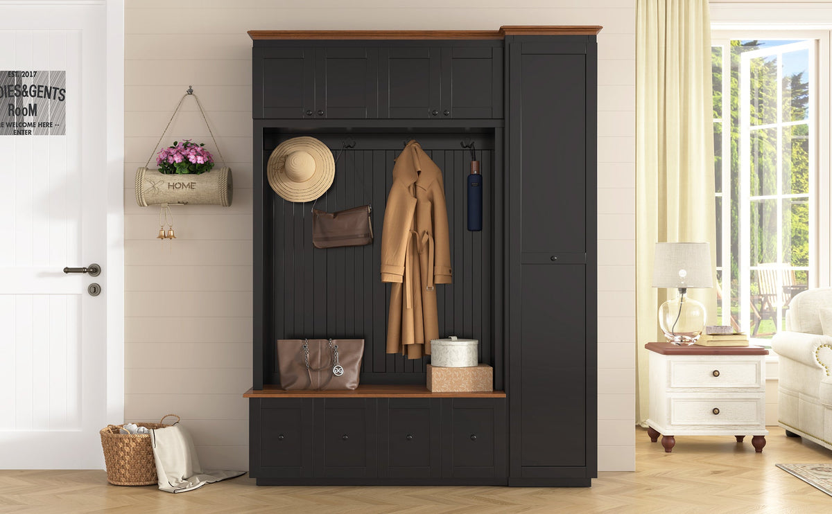 Vibe Haus 78.7"H Entryway Hall Tree with Storage Bench
