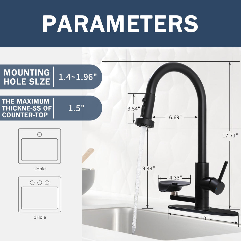 3-in-1 Kitchen Faucet with Press-Type Glass Rinser