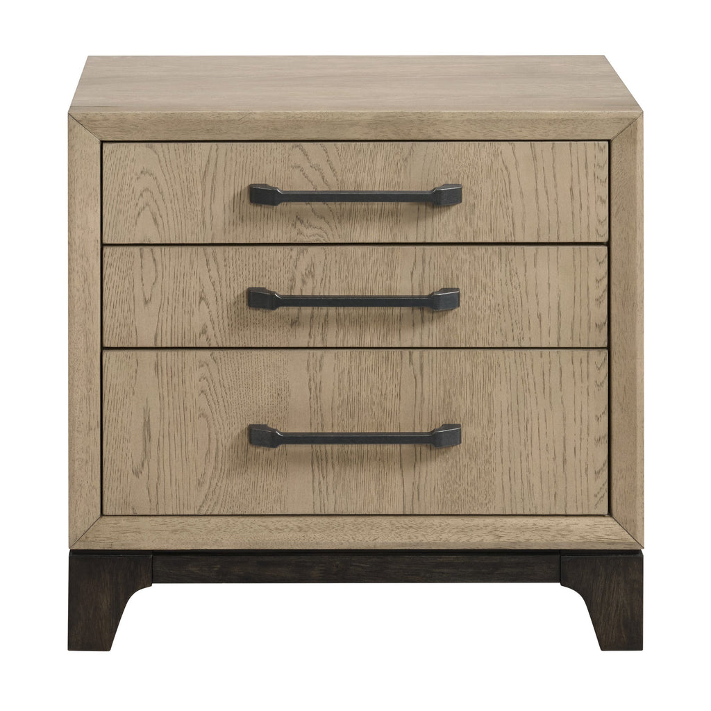 Brown 3-Drawer Nightstand With USB