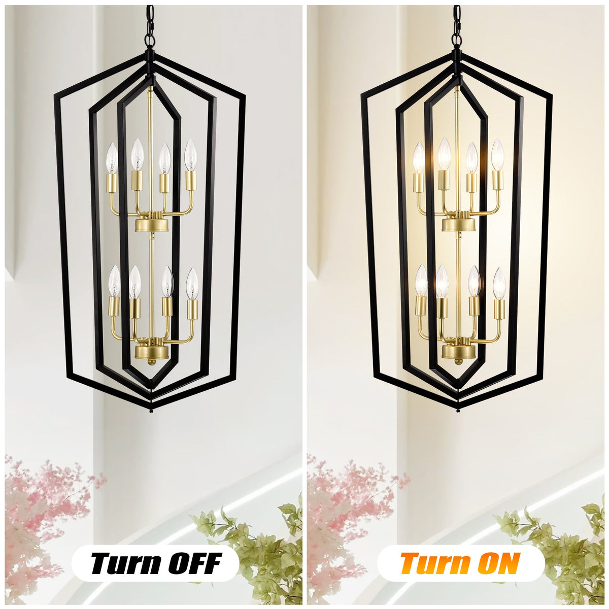 8-Light Lantern Tired Farmhouse Ceiling Hanging Light