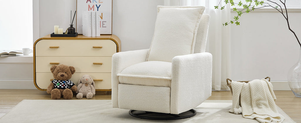 Swivel Rocker Recliner Chair, Teddy Fleece