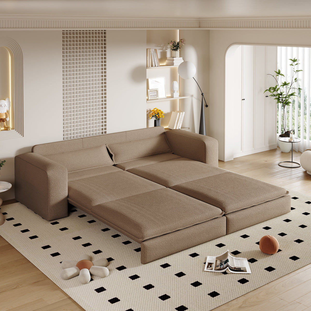93" King Size Sleeper Sofa Bed - 3 in 1 Convertible