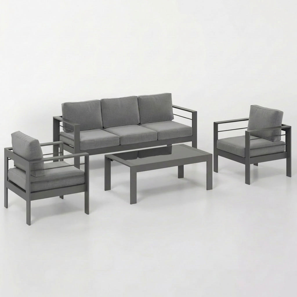 4-Piece Modern Aluminum Patio Conversation Set