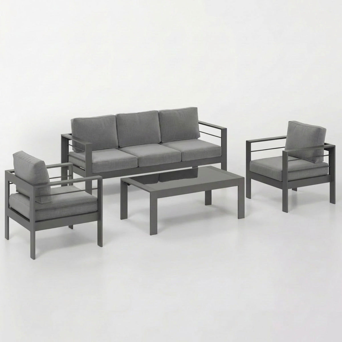 4-Piece Modern Aluminum Patio Conversation Set