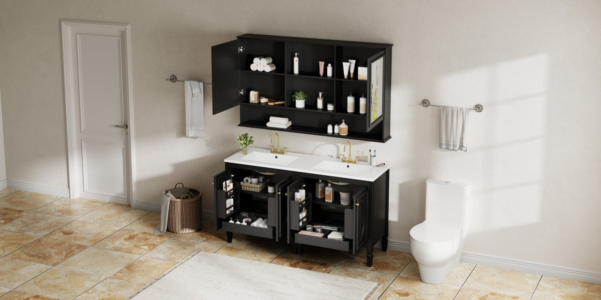 60" Double Sink Bathroom Vanity Set with Tall
