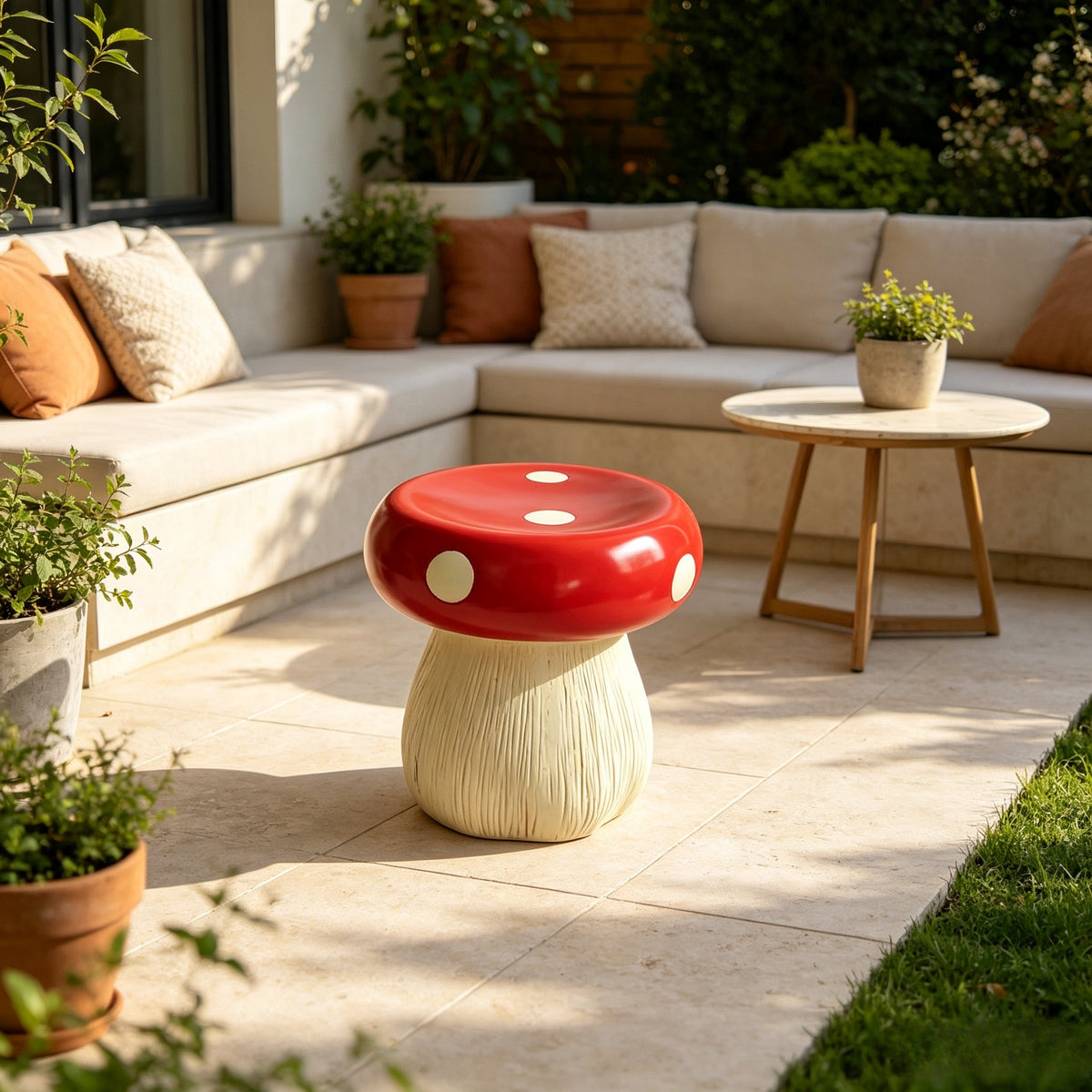 Oversized Mushroom Statue Stool