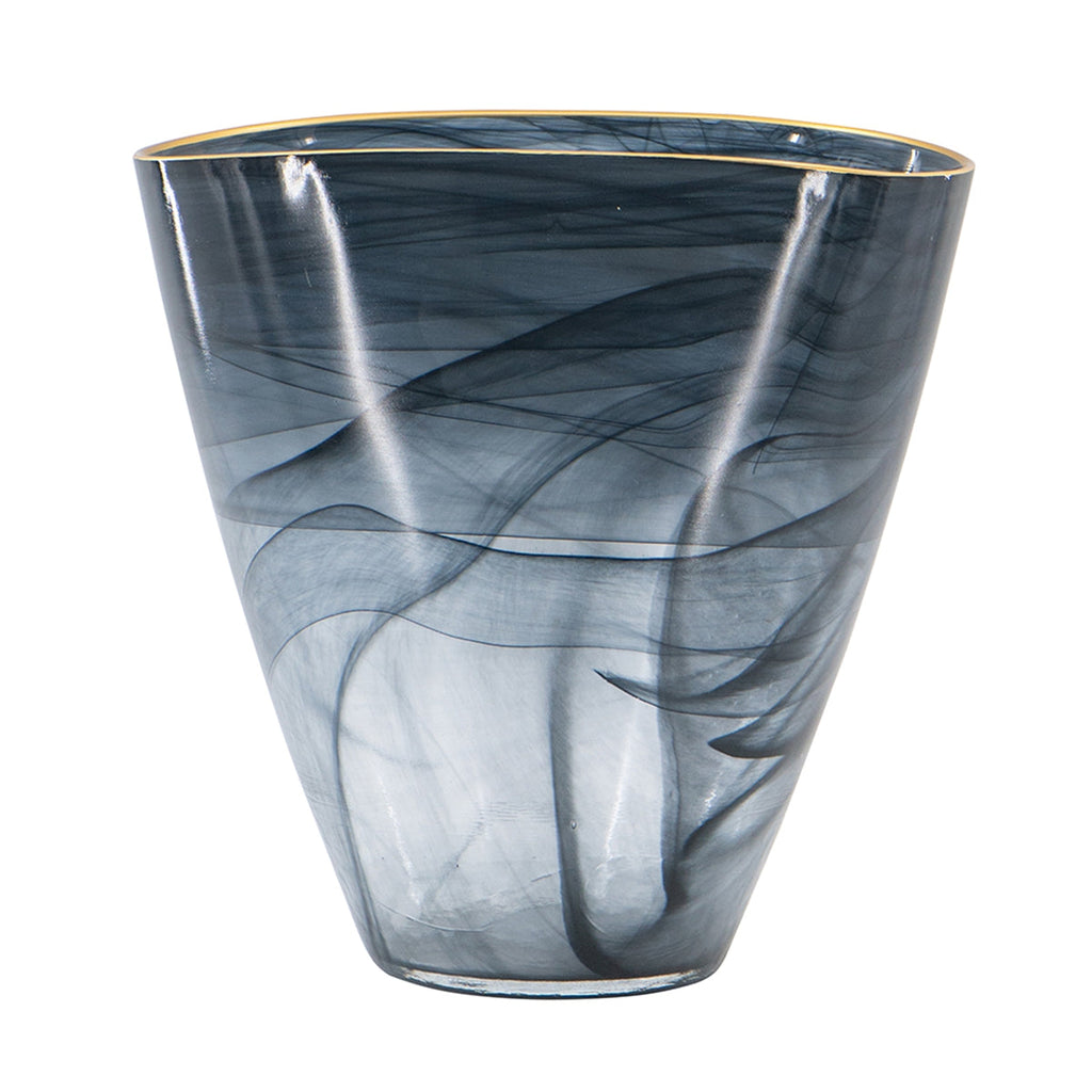 Smokey Black Gold Rimmed Glass Vase