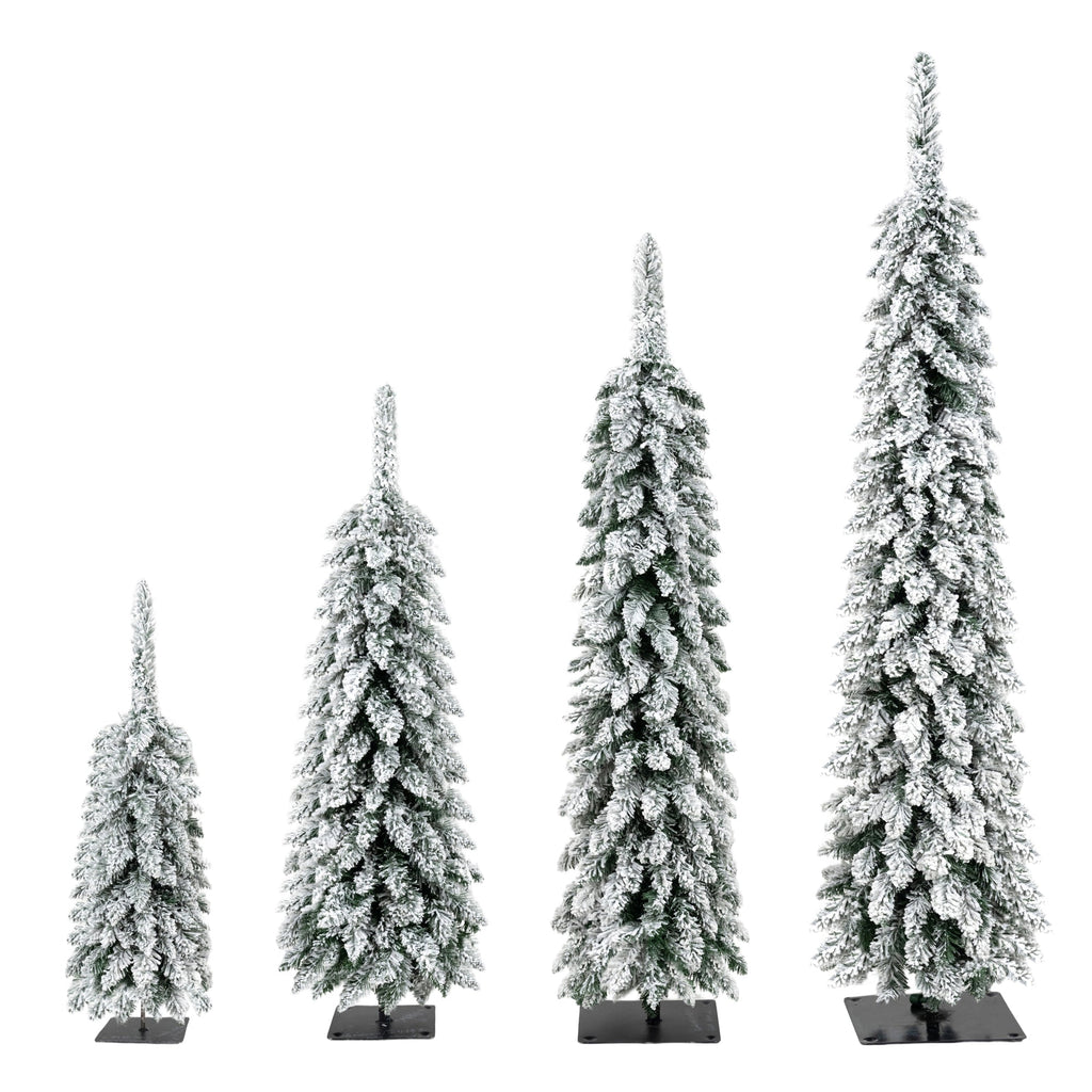 4 Pack Pre-Flocked Christmas Trees