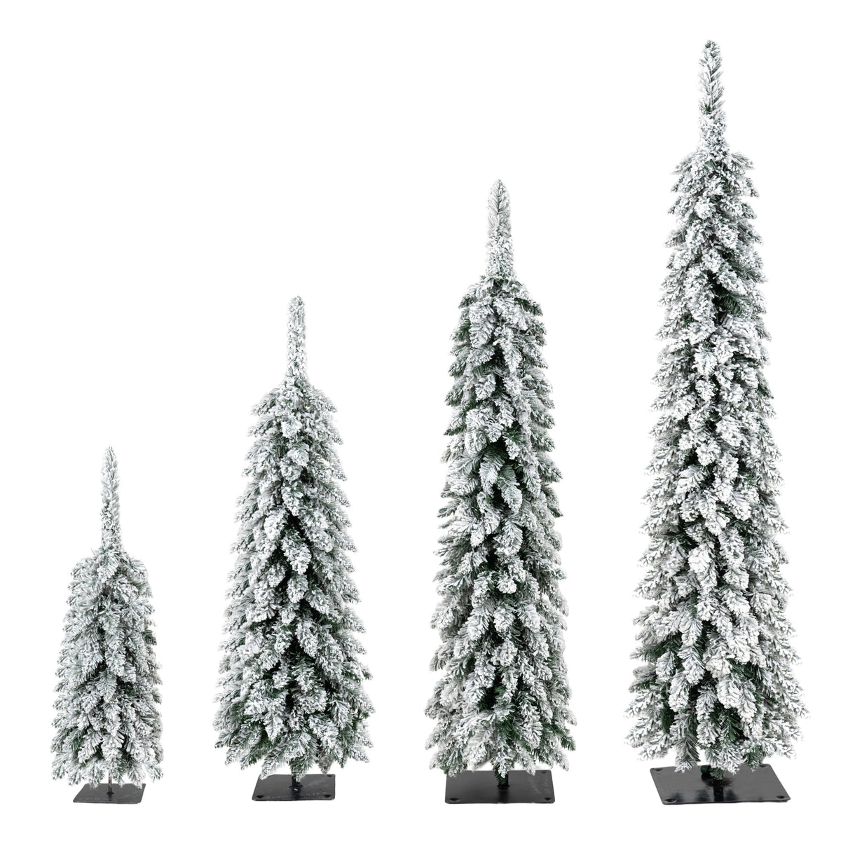 4 Pack Pre-Flocked Christmas Trees