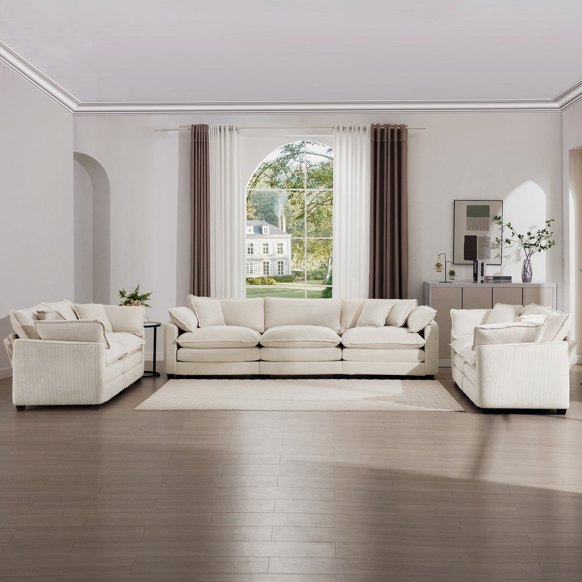 Modern Fabric Living Room Sofa 2-Piece Set