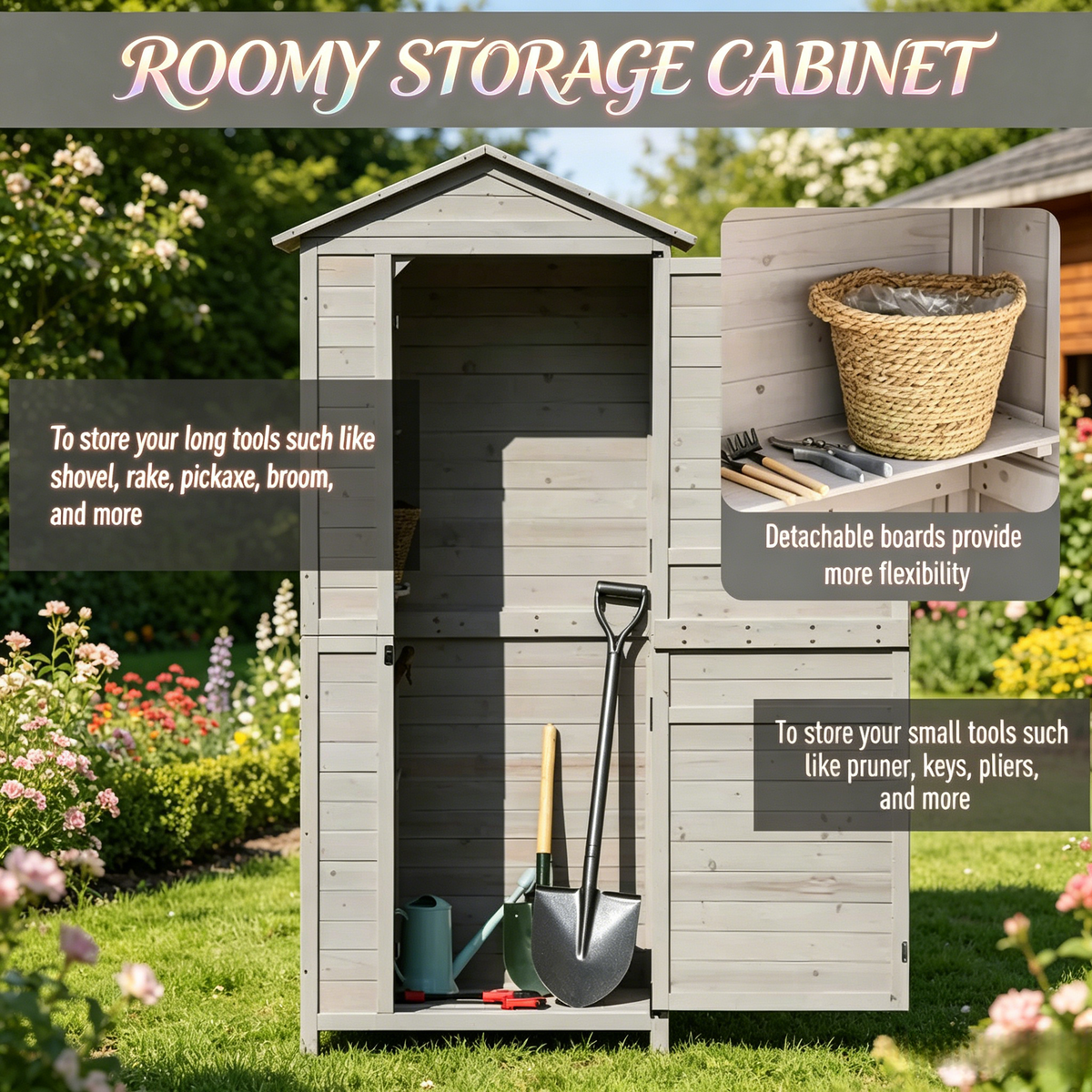 Outdoor Storage Shed with Tilted Tin Roof