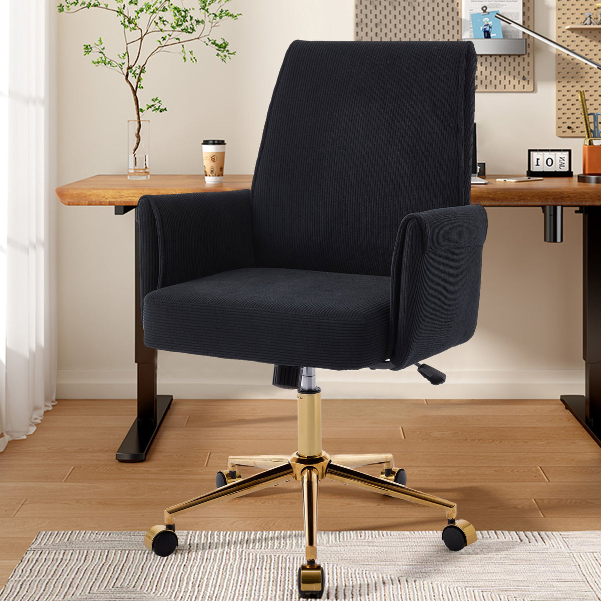 Mid-Back Liftable Office Chair in Black