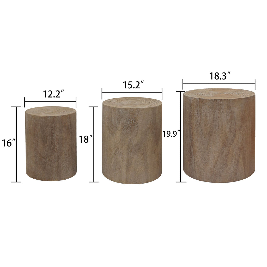 Set of 3 Rounded Wood Coffee Tables