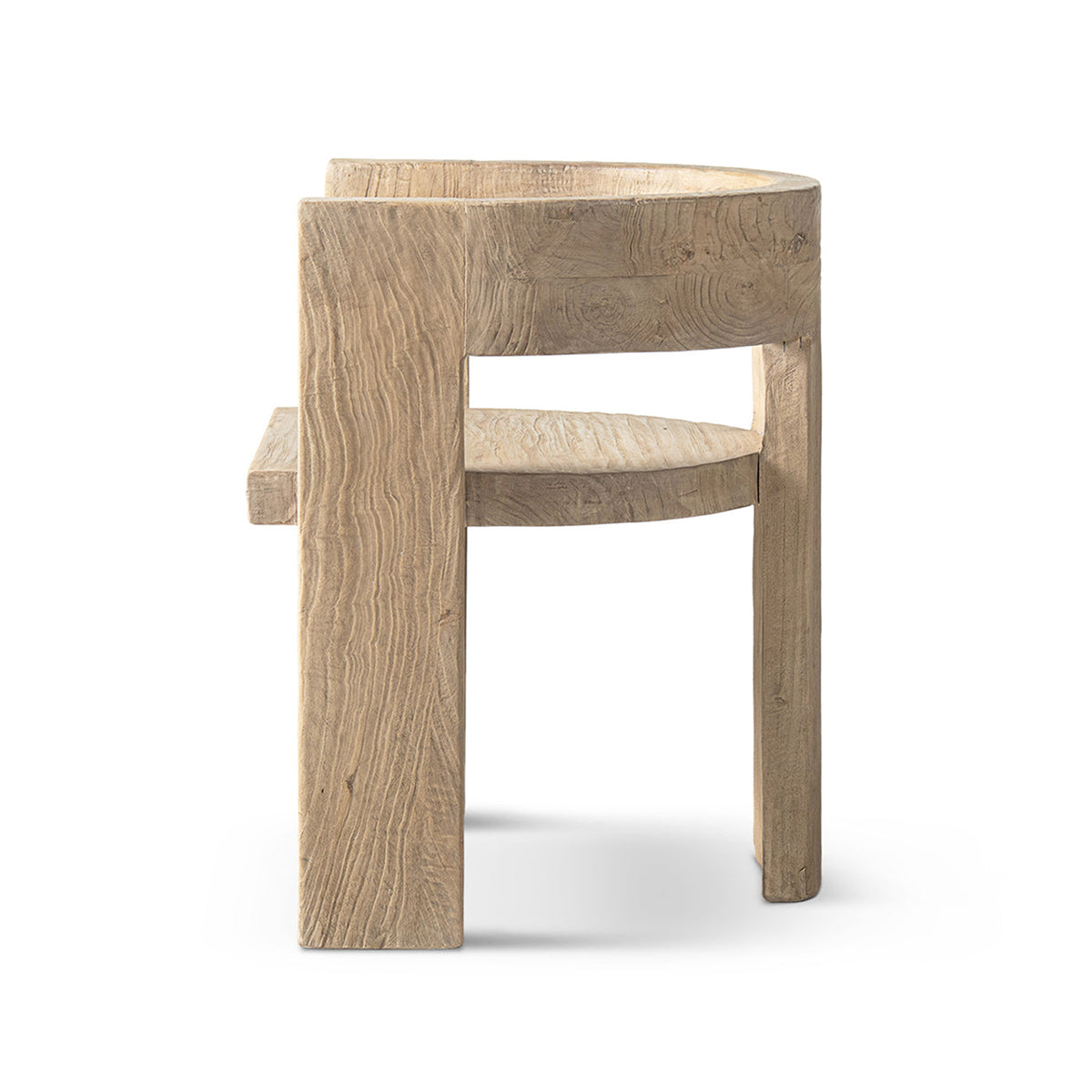 Soren Solid Reclaimed Elm Sculptural Accent Curved Dining Chair