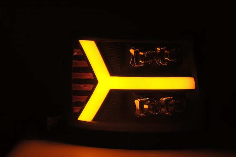 AlphaRex 07-13 Chevy 1500HD NOVA LED Proj Headlights Plank Style Gloss Blk w/Activ Light/Seq Signal 880208 *Discontinued