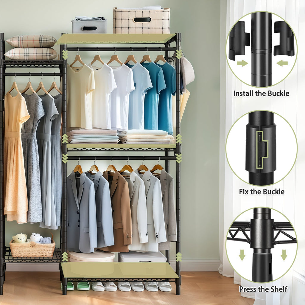 Heavy Duty Garment Rack, Freestanding Closet Organizer