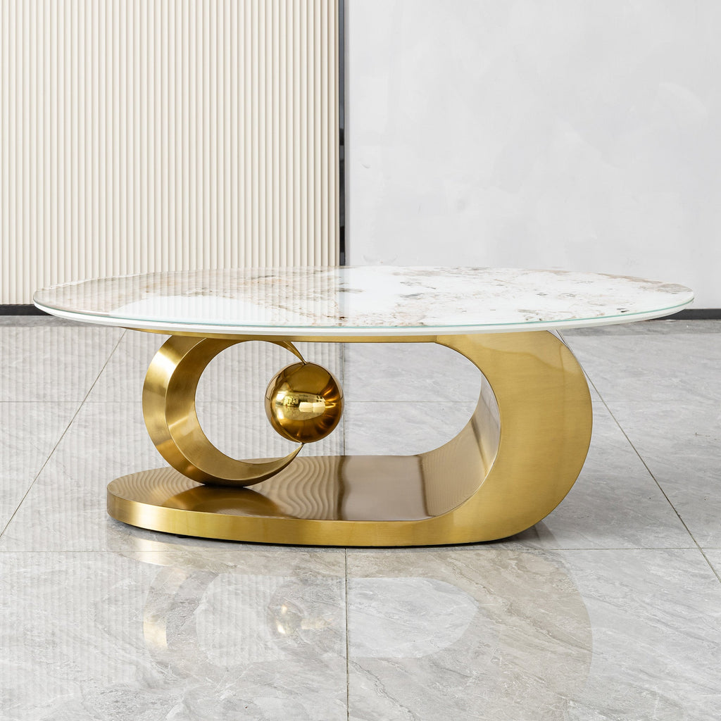 Polished Gold Tempered Glass Coffee Table