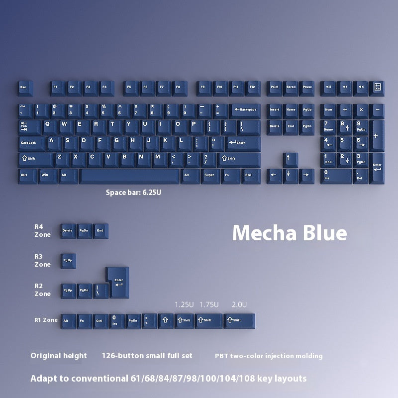 PBT Material Carved Height Two-tone Blue Key Cap