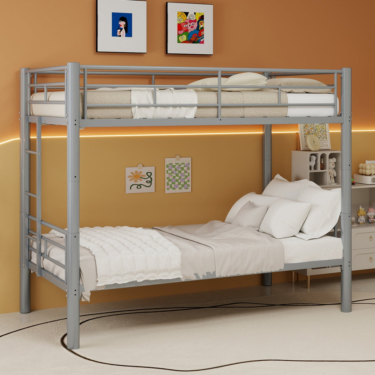 Convertible Twin Metal Bunk Bed Frame