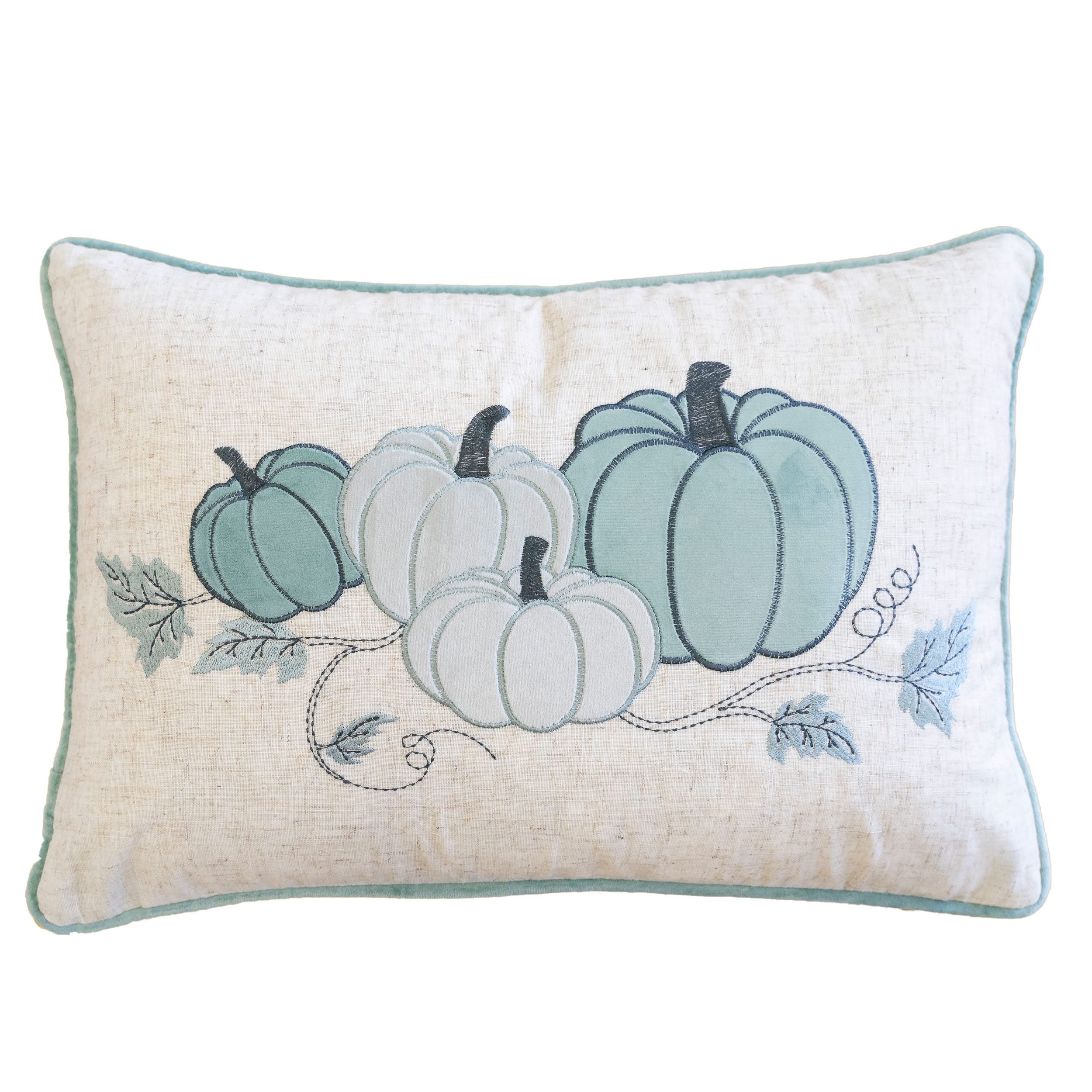 Embroidered Pumpkin Lumbar Throw Pillow – Misty