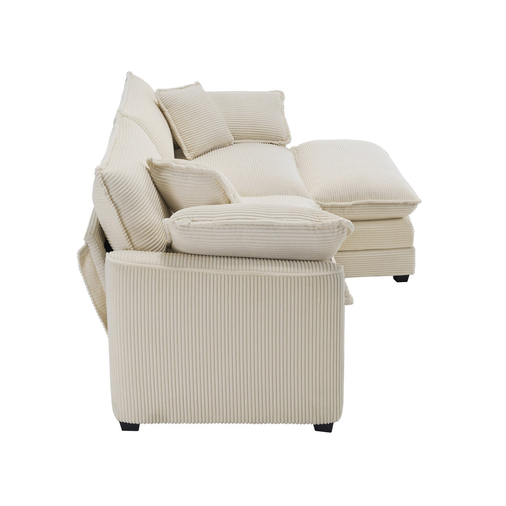 Corduroy Two-Seater Sofa with 1 Footrest