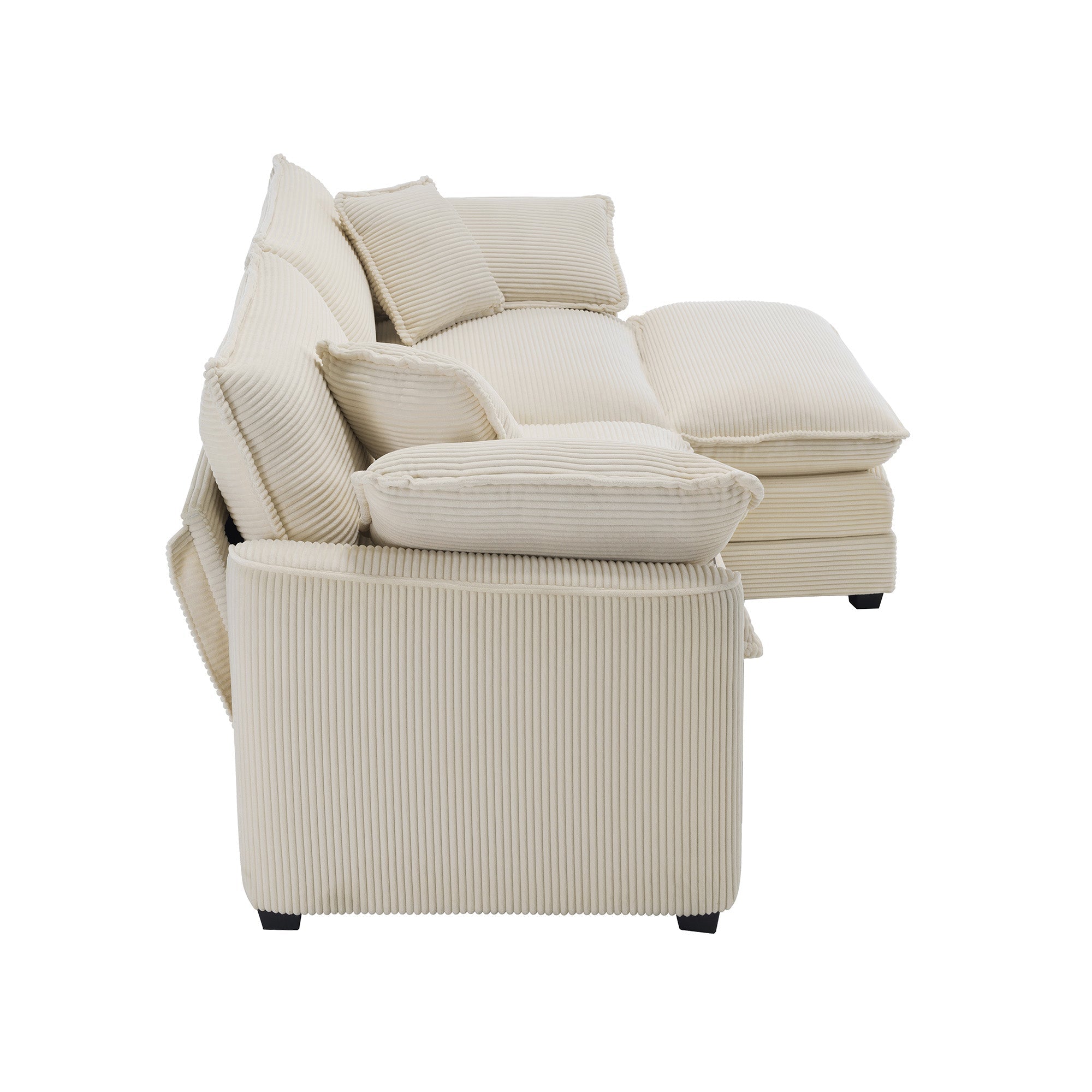 Corduroy Two-Seater Sofa with 1 Footrest