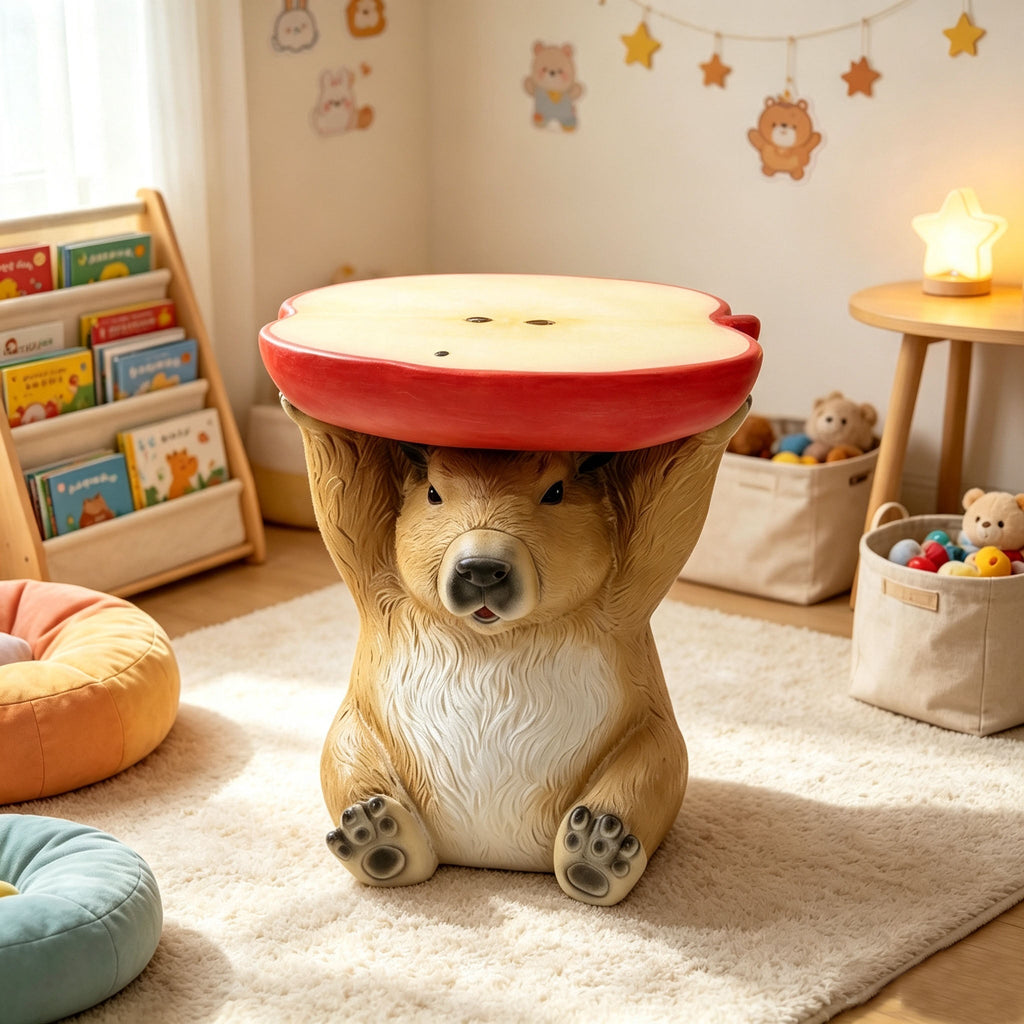 14'' Capybara Holding Apple Slice Stool