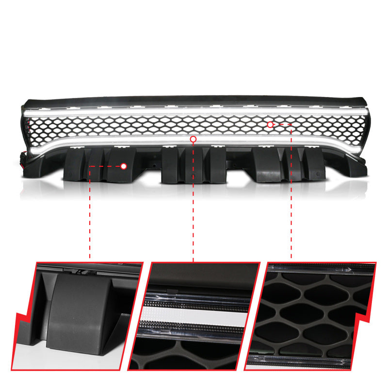 ANZO 15-23 Dodge Charger Black LED Grille w/ Initiation & Running Light/DRL Bar 901028