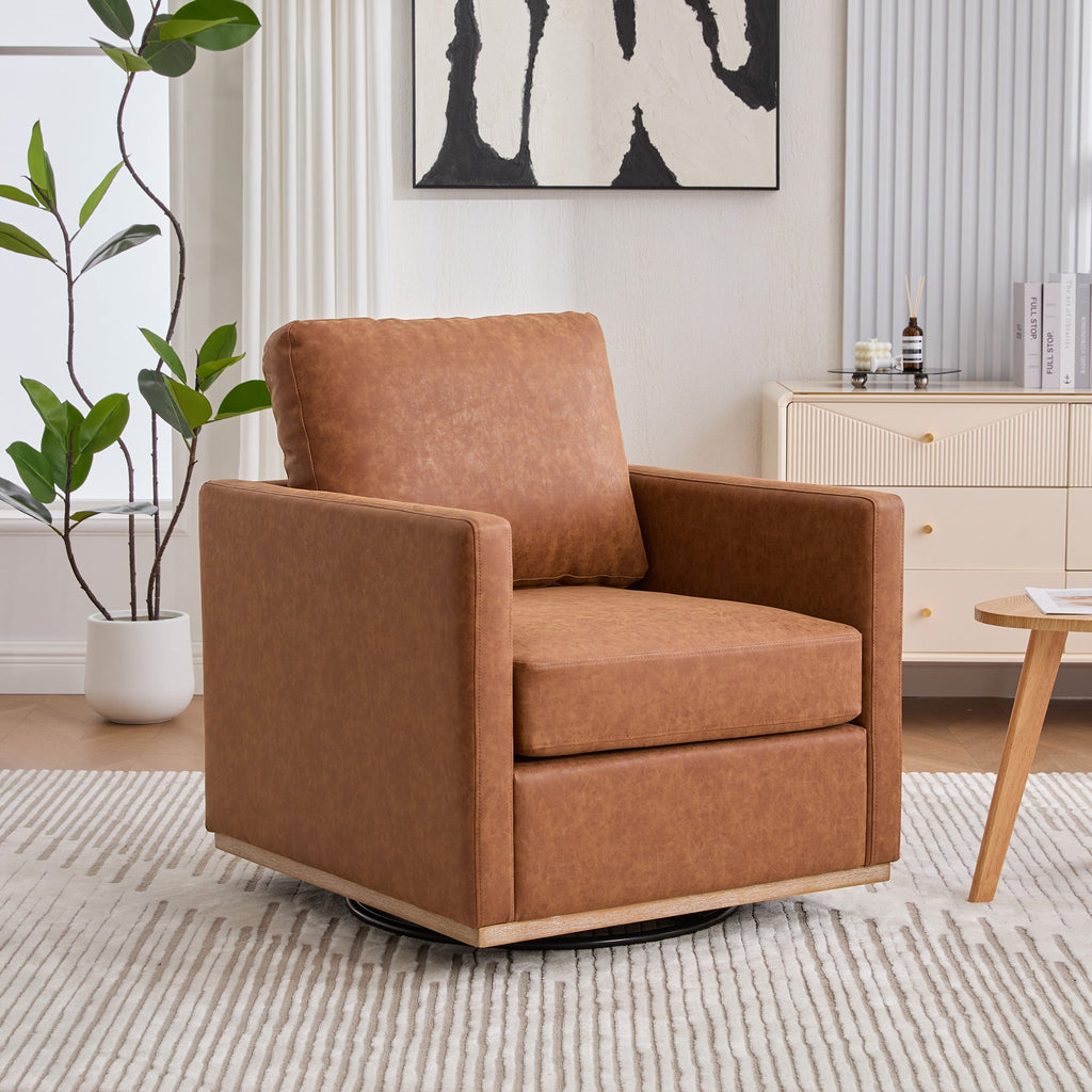 30.7"W Upholstered Square Swivel Accent Chair