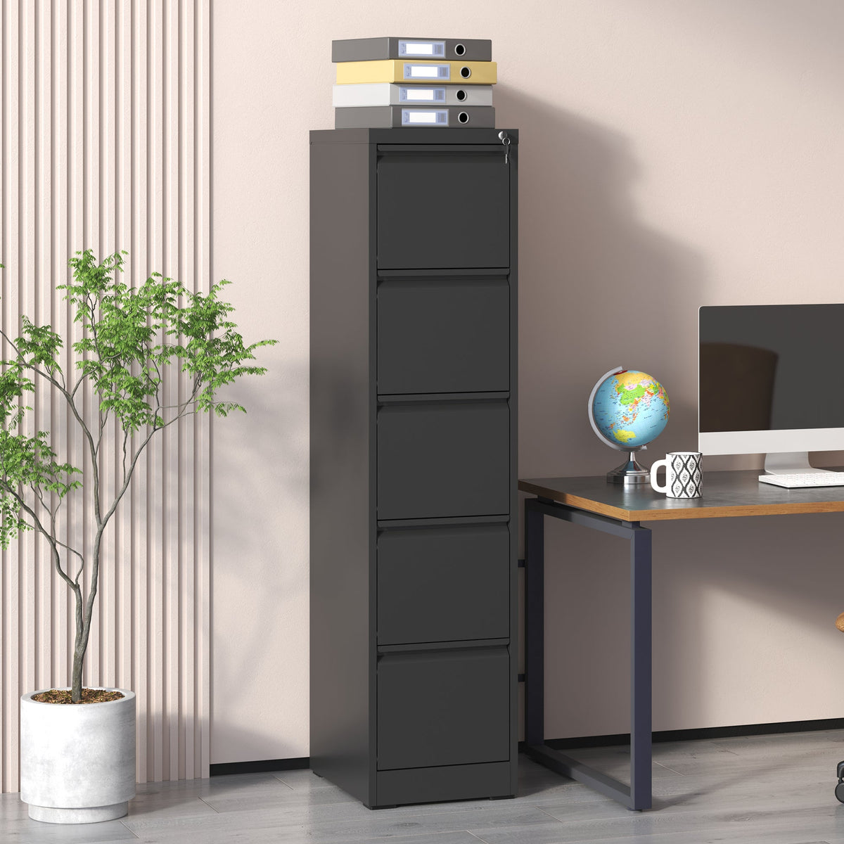 5 Drawer Metal Vertical File Cabinet with Lock