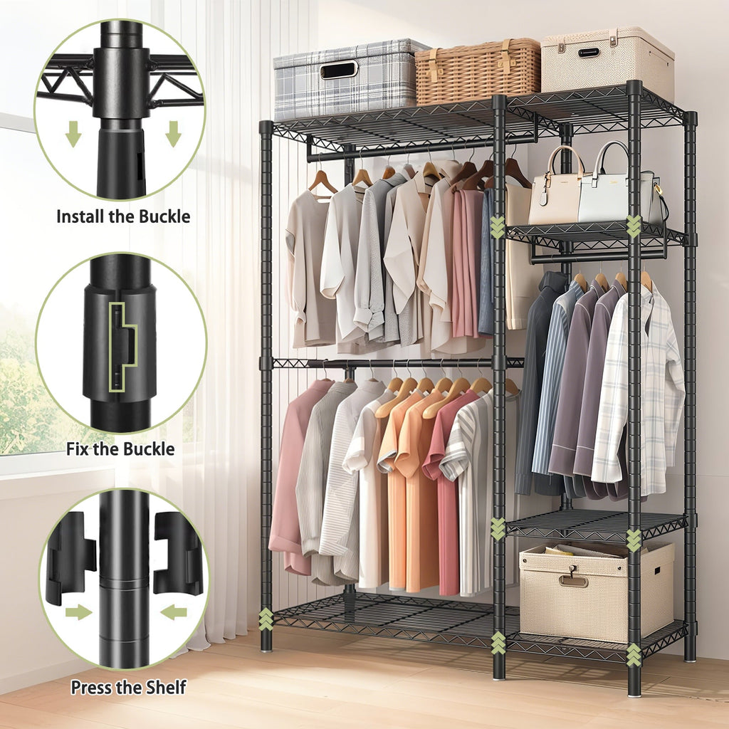 Heavy Duty Clothes Rack, Freestanding Closet Organizer