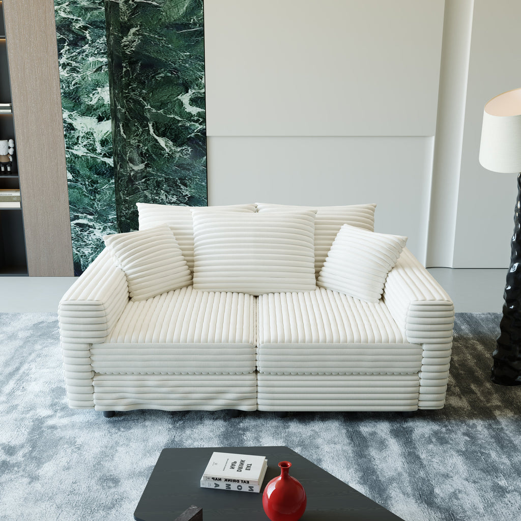 82.7" Plush Corduroy 3-Seat Sofa