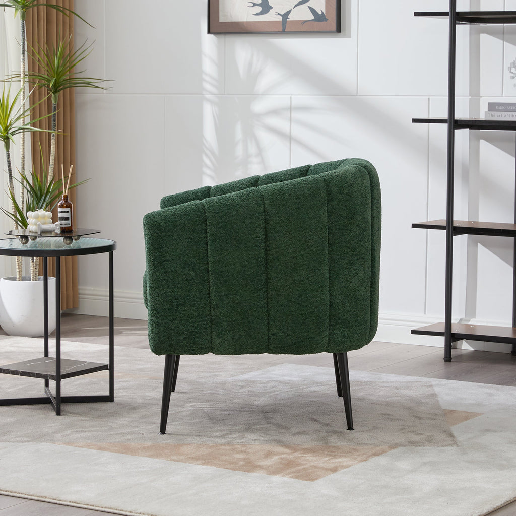 Modern Upholstered Chenille Barrel Accent Chair