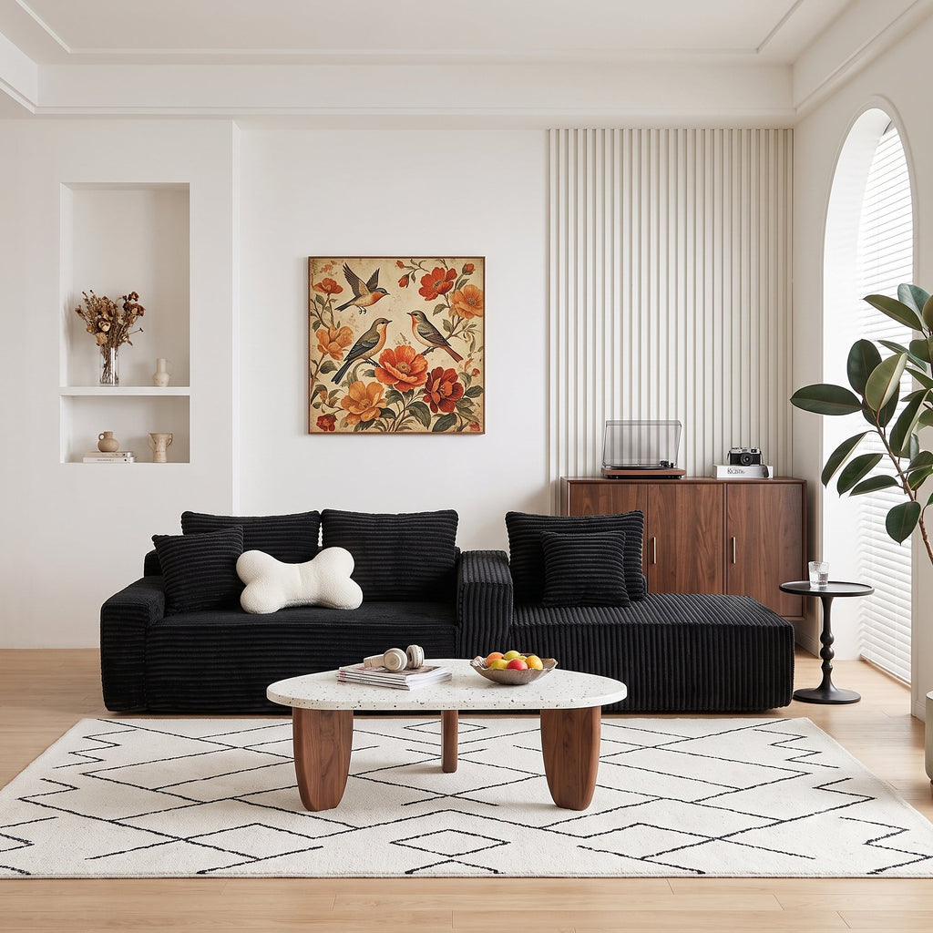 94 Inch Right Chaise L Shaped Boneless Cloud Sectional Sofa