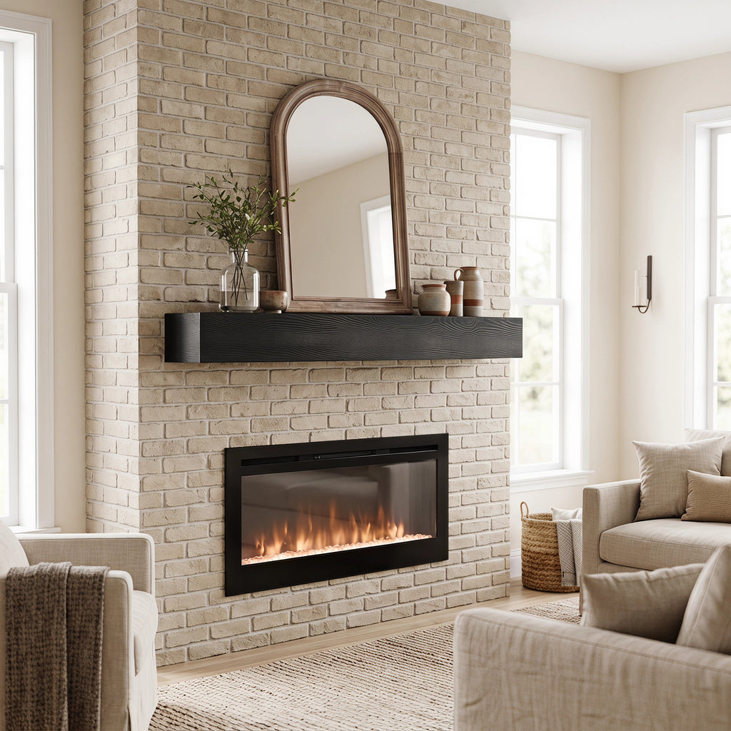 60'' Fireplace Mantel Pine Wood Wall-Mounted Shelf
