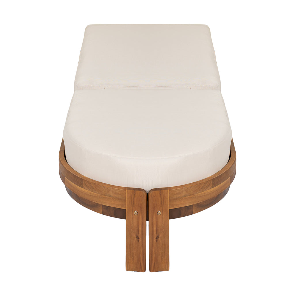 Patio Acacia Wood Chaise Lounge Chairs with Adjustable Backrest - Set of 2