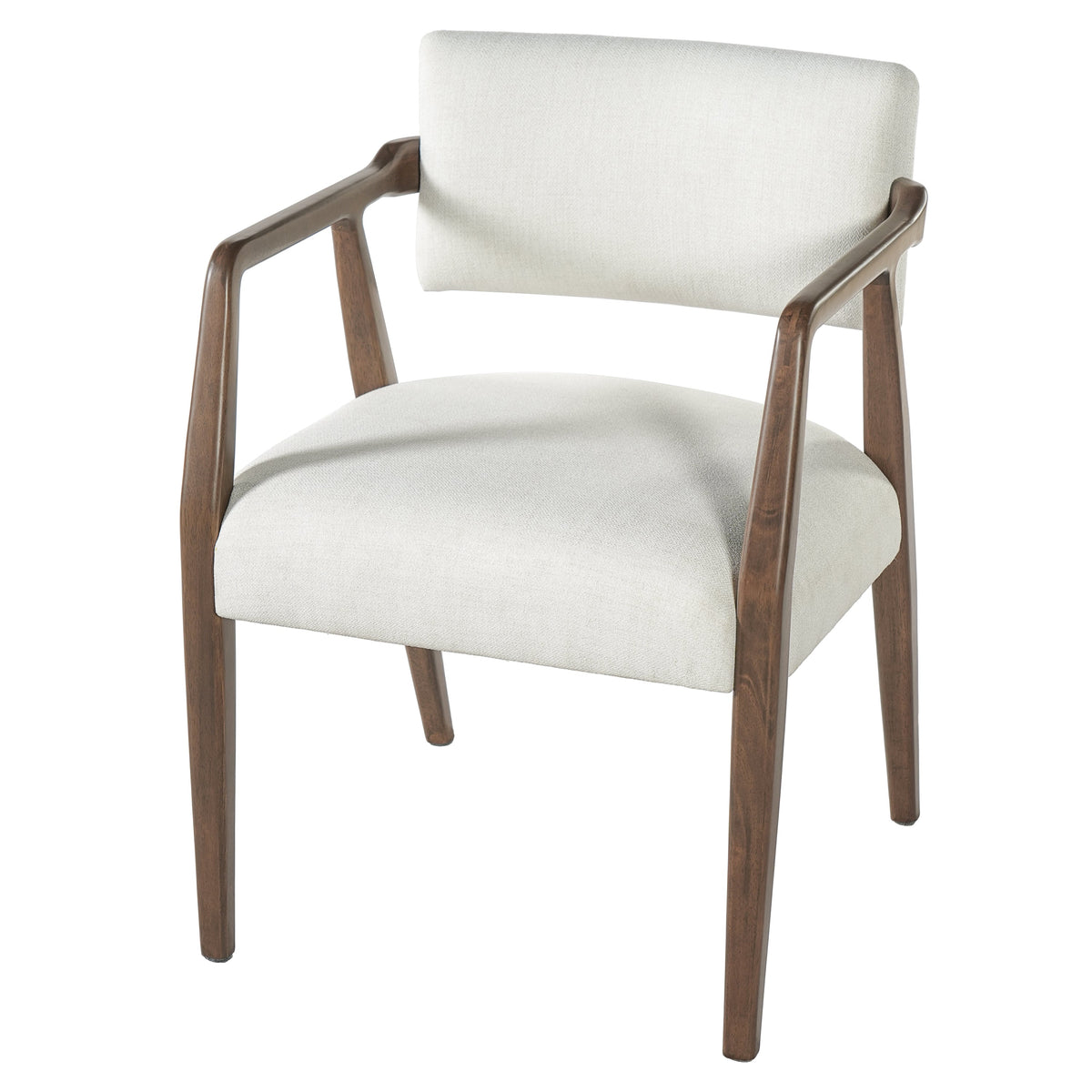 Mid-Century Rubber Wood Upholstered Dining Armchair (Set of 2)