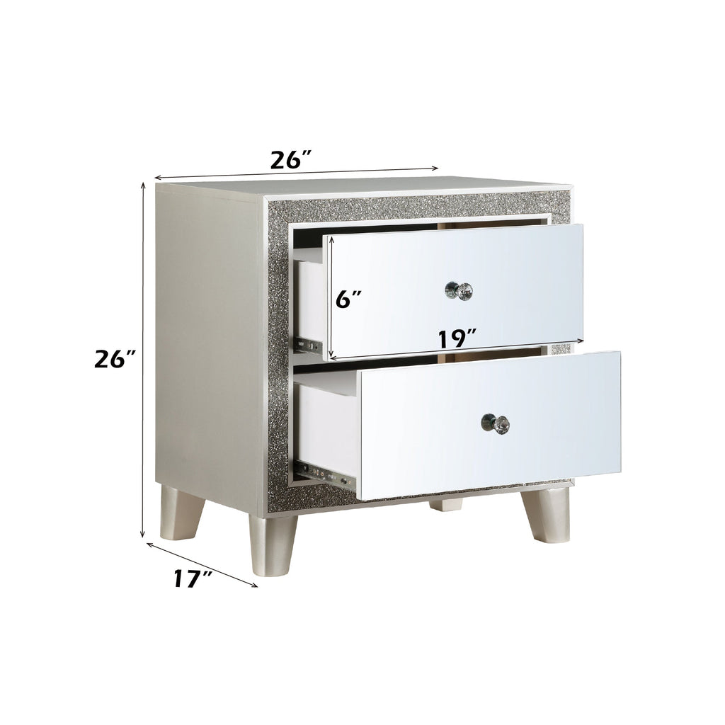 Sliverfluff Mirrored & Champagne Finish Nightstand