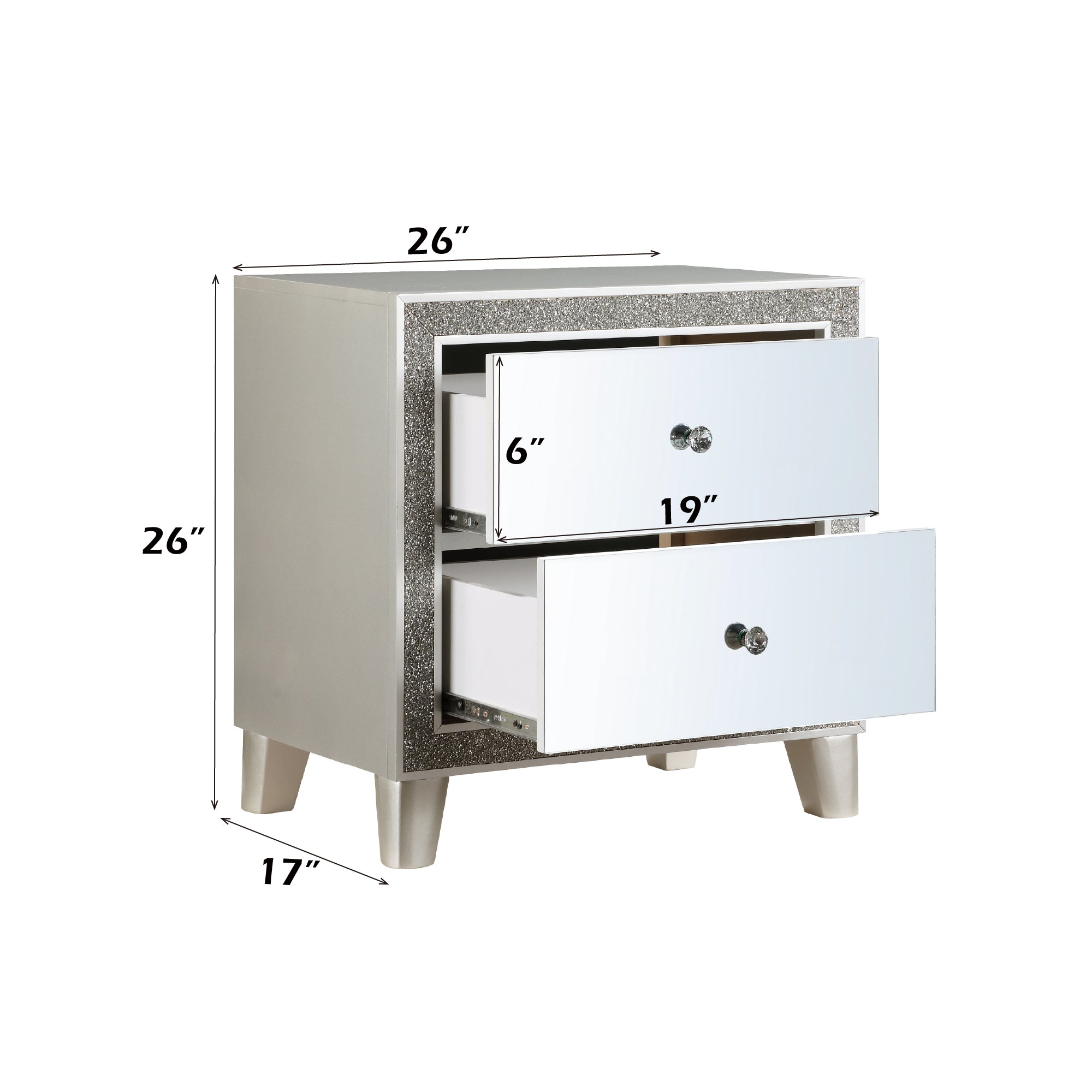 Sliverfluff Mirrored & Champagne Finish Nightstand