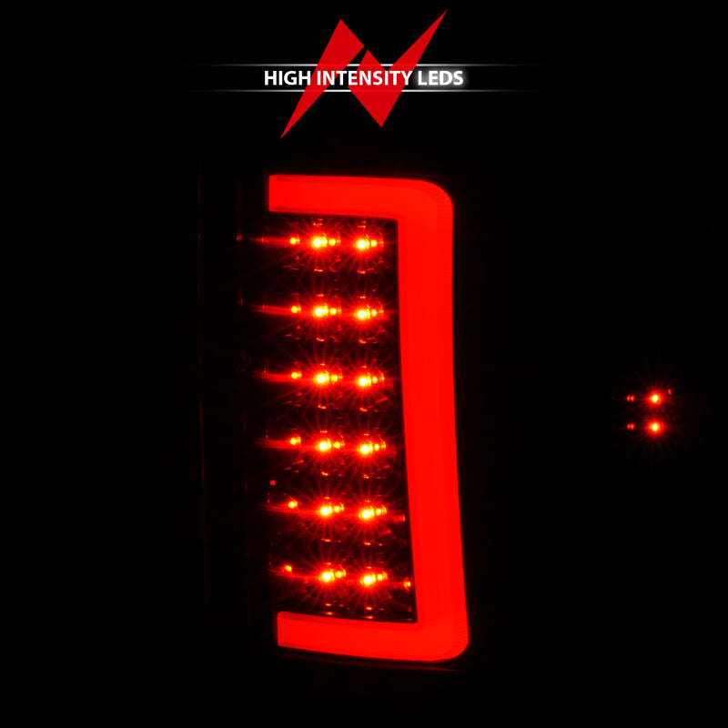 ANZO 2007-2013 GMC Sierra LED Tail Lights w/ Light Bar Black Housing Smoke Lens 311389