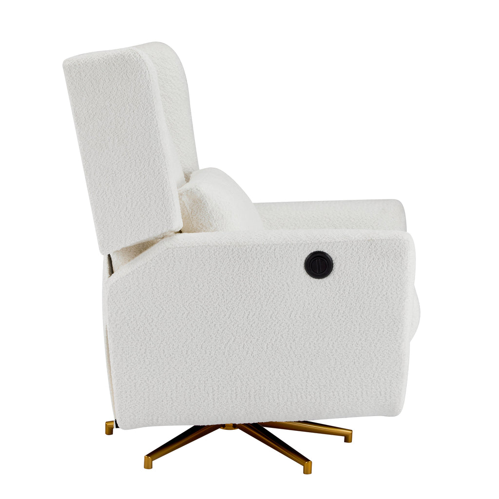 Power Recliner Chair Swivel, Boucle Upholstered