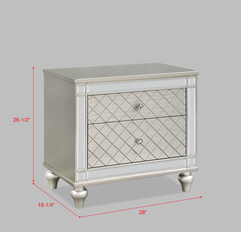 Glam 2-Drawer Bedroom Nightstand