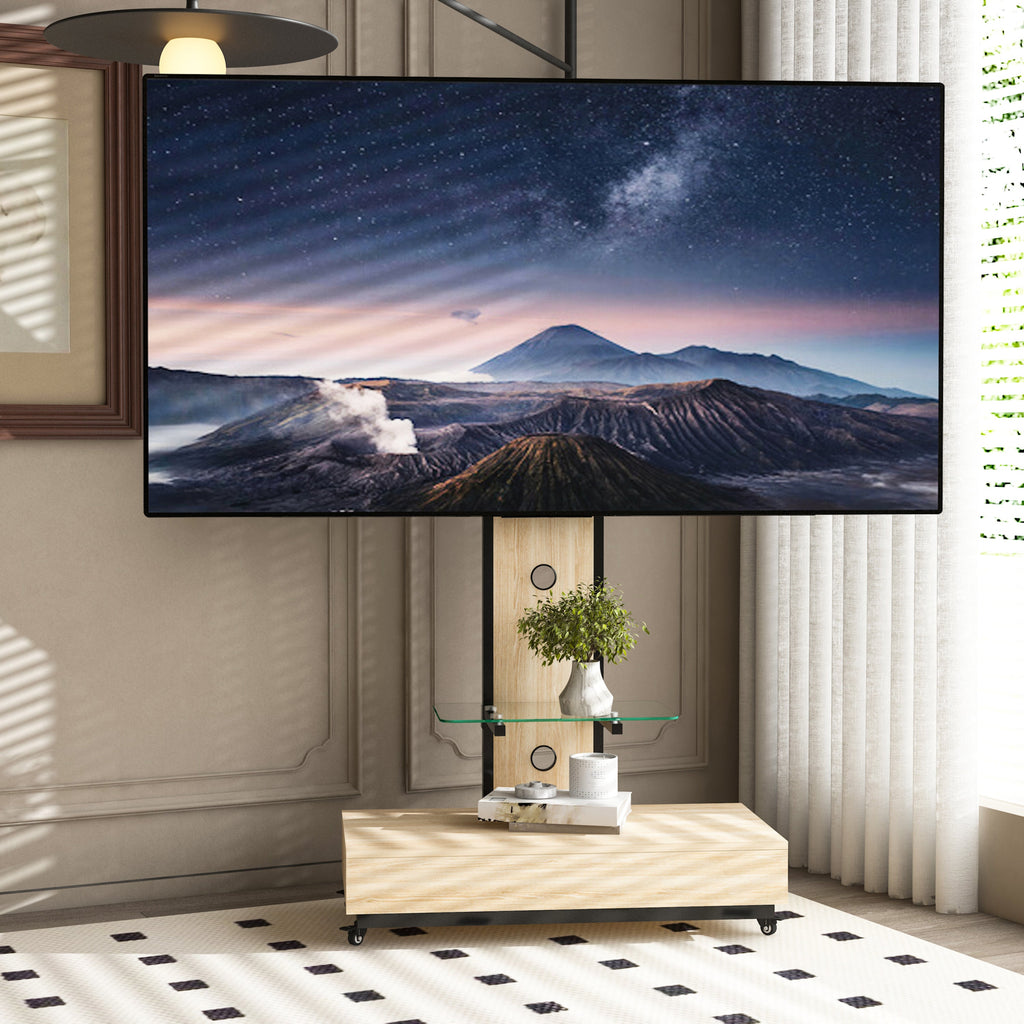 Elegant Mobile TV Stand with Push-Pull Drawer