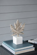 7x3x10.5" Aluminum Leaf On Marble Base