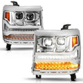 ANZO 16-18 Chevy Silverado 1500 (Factory HID Models ONLY) Full LED Proj Headlights Chrome - Pair 111623A