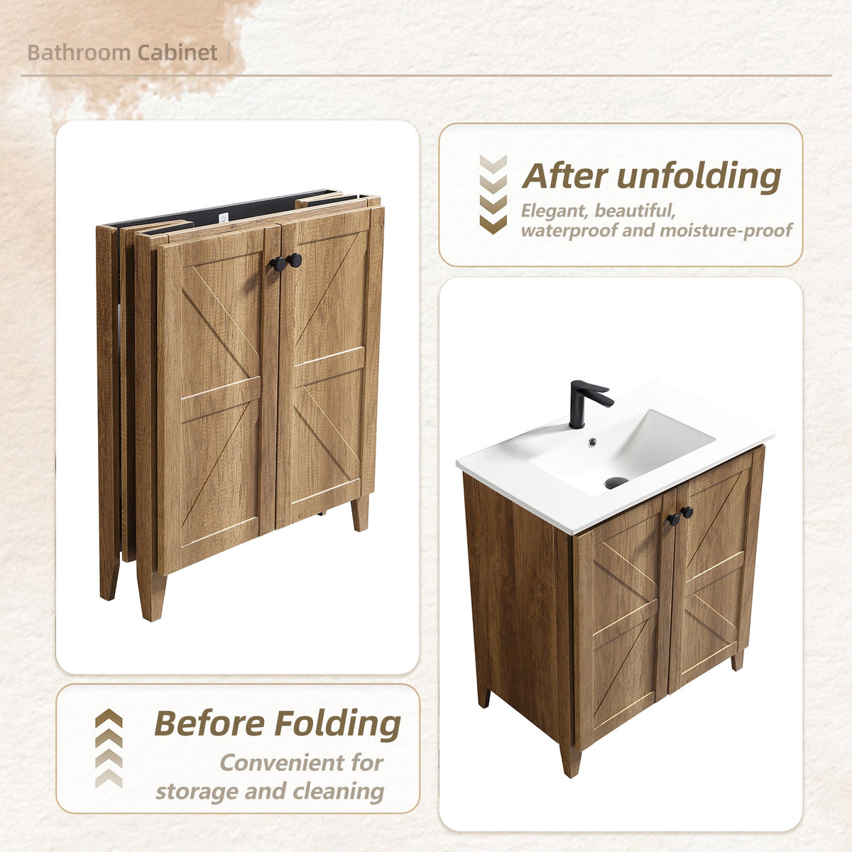 30-Inch Golden Bathroom Vanity